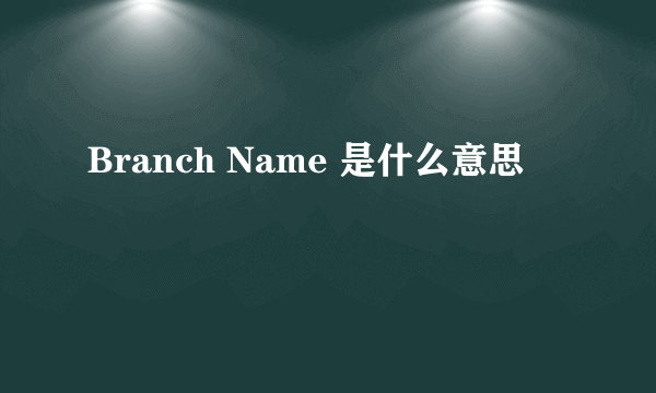 Branch Name 是什么意思