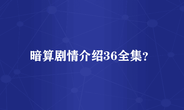 暗算剧情介绍36全集？