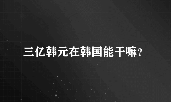 三亿韩元在韩国能干嘛？