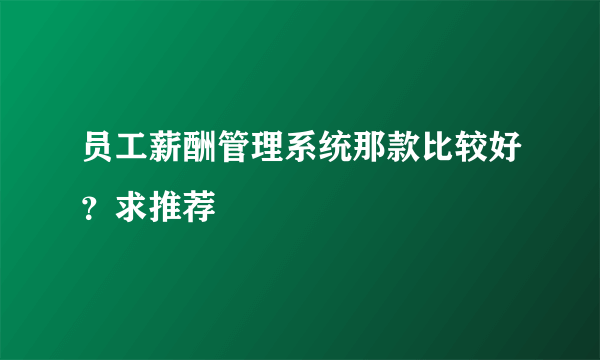 员工薪酬管理系统那款比较好？求推荐