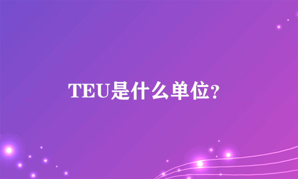 TEU是什么单位？