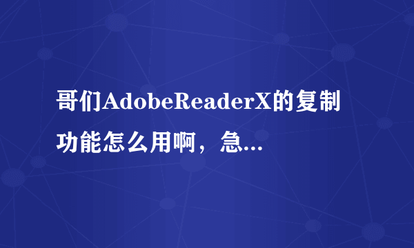 哥们AdobeReaderX的复制功能怎么用啊，急，谢谢？