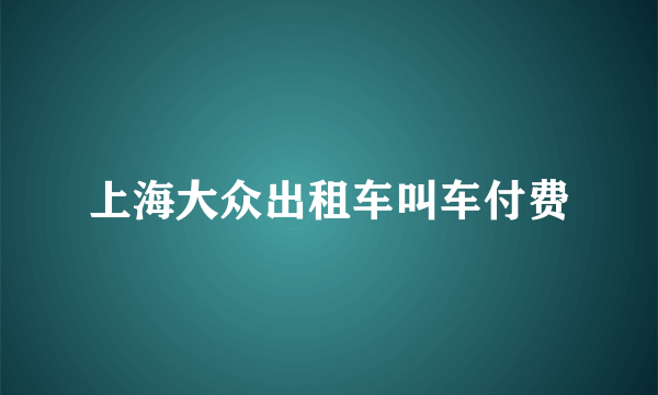 上海大众出租车叫车付费