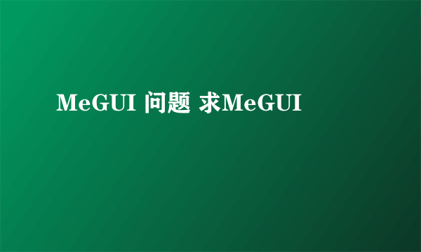 MeGUI 问题 求MeGUI