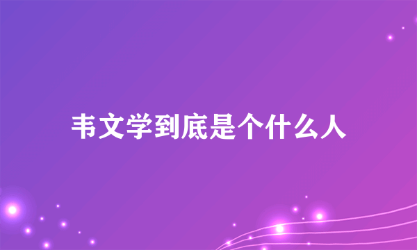 韦文学到底是个什么人