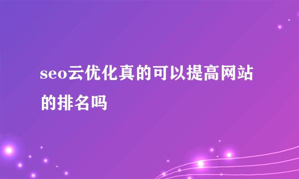 seo云优化真的可以提高网站的排名吗