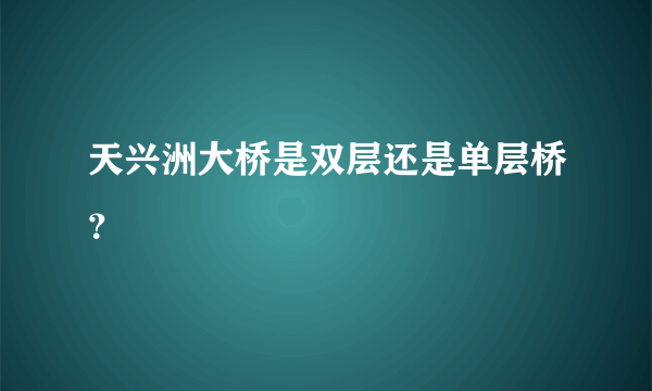 天兴洲大桥是双层还是单层桥？