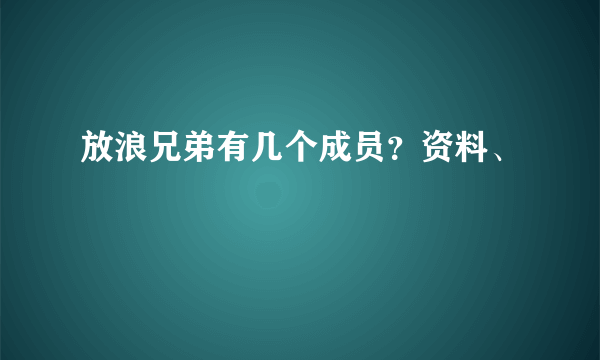 放浪兄弟有几个成员？资料、