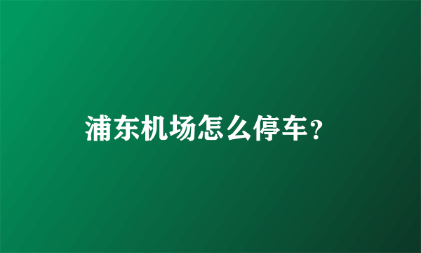 浦东机场怎么停车？
