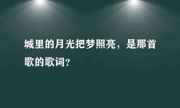 城里的月光把梦照亮，是那首歌的歌词？