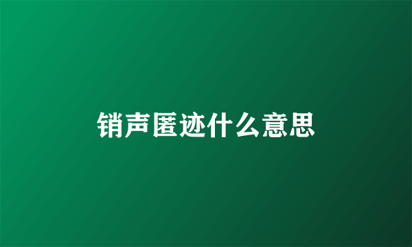 销声匿迹什么意思