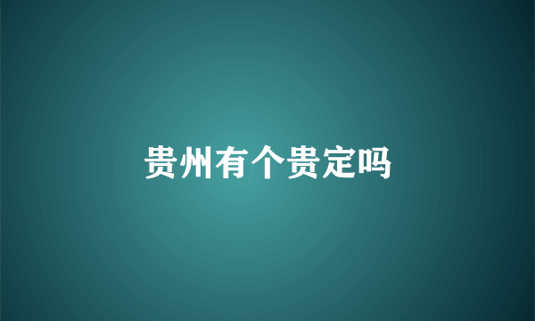 贵州有个贵定吗