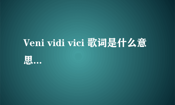 Veni vidi vici 歌词是什么意思...