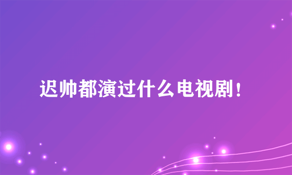迟帅都演过什么电视剧！