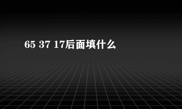 65 37 17后面填什么