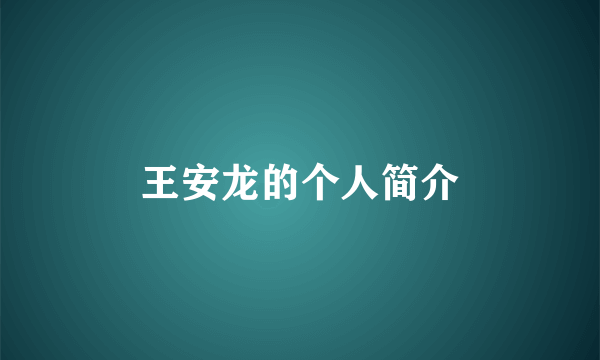 王安龙的个人简介