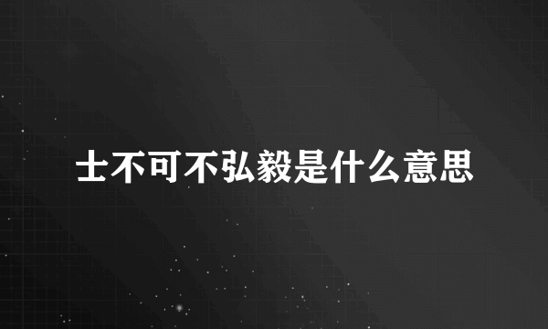 士不可不弘毅是什么意思