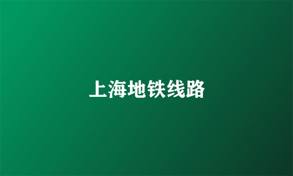 上海地铁线路