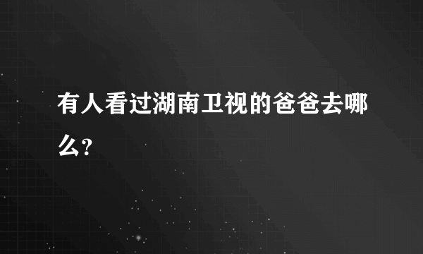 有人看过湖南卫视的爸爸去哪么？