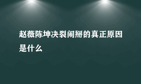 赵薇陈坤决裂闹掰的真正原因是什么