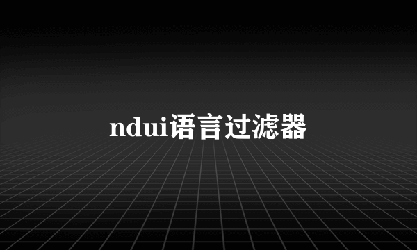 ndui语言过滤器