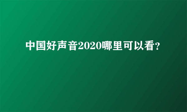 中国好声音2020哪里可以看？