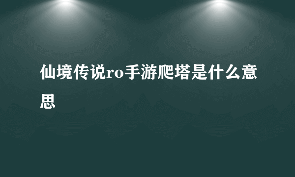 仙境传说ro手游爬塔是什么意思