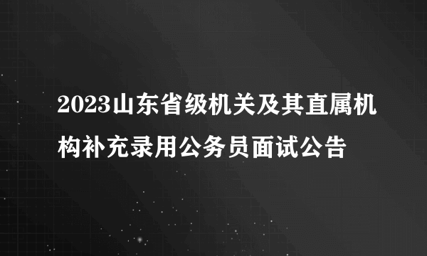 2023山东省级机关及其直属机构补充录用公务员面试公告