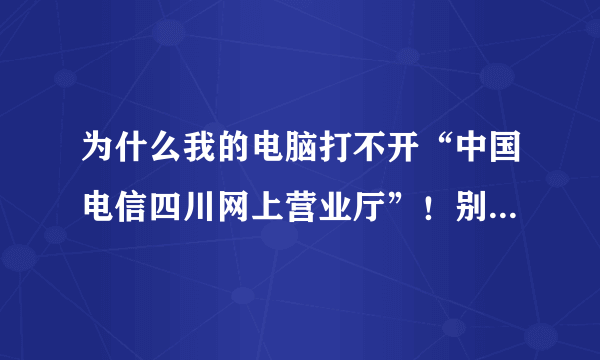 为什么我的电脑打不开“中国电信四川网上营业厅”！别人的电脑都能打开！