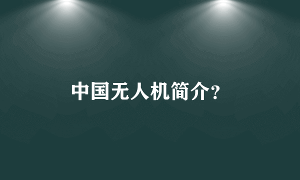 中国无人机简介？