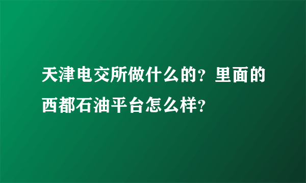 天津电交所做什么的？里面的西都石油平台怎么样？
