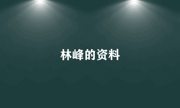 林峰的资料