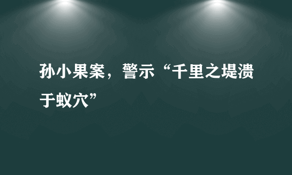 孙小果案，警示“千里之堤溃于蚁穴”
