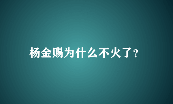 杨金赐为什么不火了？