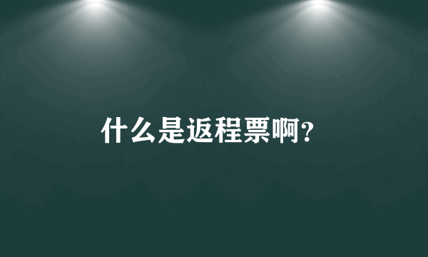 什么是返程票啊？