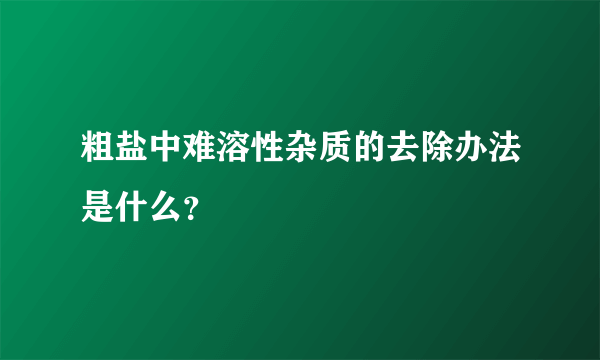 粗盐中难溶性杂质的去除办法是什么？