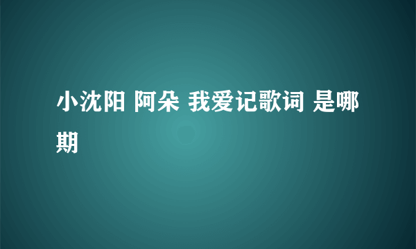 小沈阳 阿朵 我爱记歌词 是哪期
