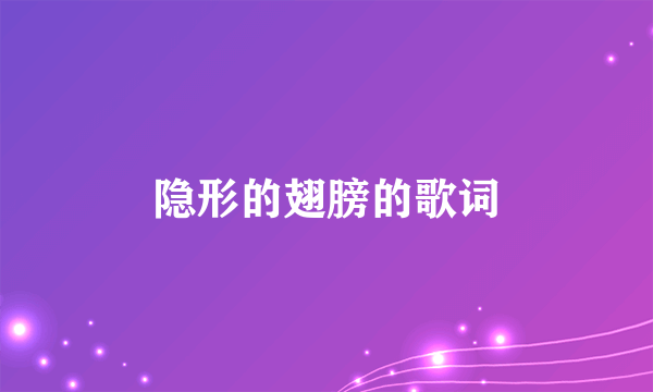 隐形的翅膀的歌词