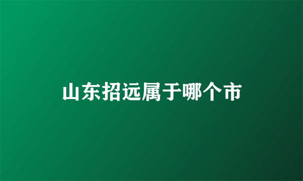 山东招远属于哪个市