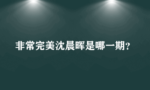 非常完美沈晨晖是哪一期？