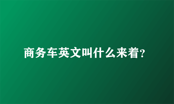 商务车英文叫什么来着？