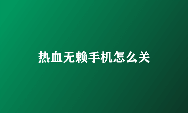 热血无赖手机怎么关