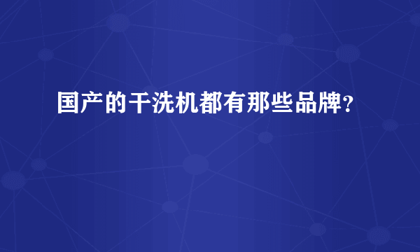 国产的干洗机都有那些品牌？