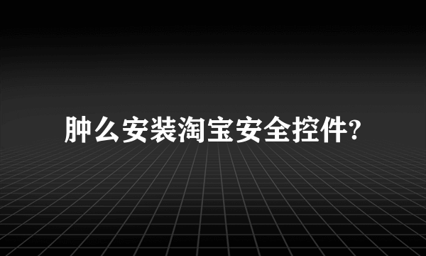 肿么安装淘宝安全控件?