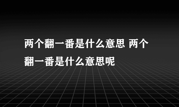 两个翻一番是什么意思 两个翻一番是什么意思呢