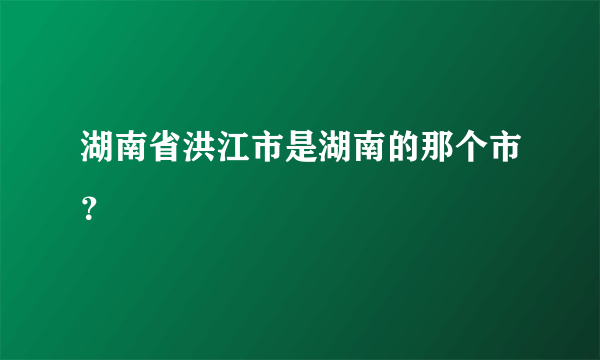 湖南省洪江市是湖南的那个市？