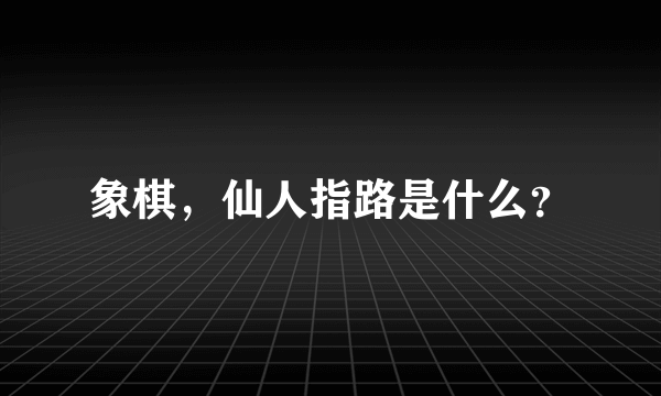 象棋，仙人指路是什么？