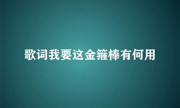 歌词我要这金箍棒有何用