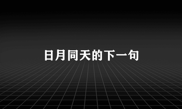 日月同天的下一句