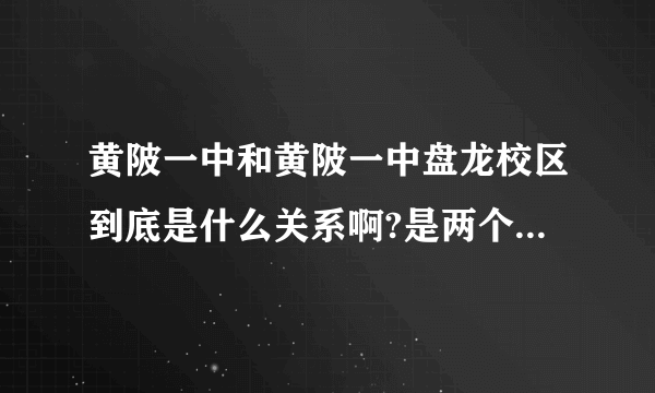 黄陂一中和黄陂一中盘龙校区到底是什么关系啊?是两个学校还是说黄陂1中搬到盘龙城了啊？